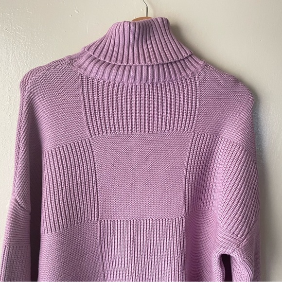 Staud Chunky knit patchwork turtleneck pullover sweater - Picture 3 of 12